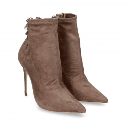 GRAY SUEDE HEEL CORDONED BOOT