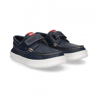 VELCRO MOCCASIN BLUE LEATHER