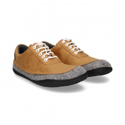SPORTY CORDONED OFF CAMEL LEATHER FELT