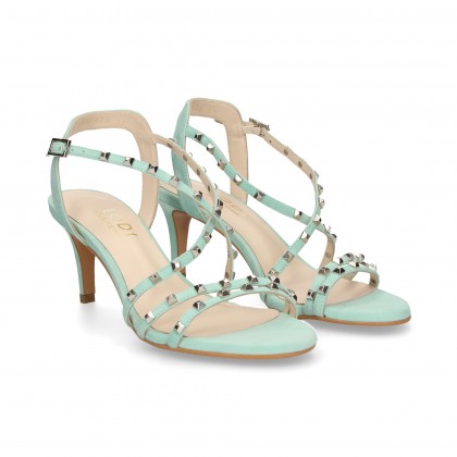 SANDAL CROSSED STRIP TACHUEL SUEDE TURQUOISE