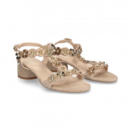 SANDAL T FLOWERS ANTE TAUPE