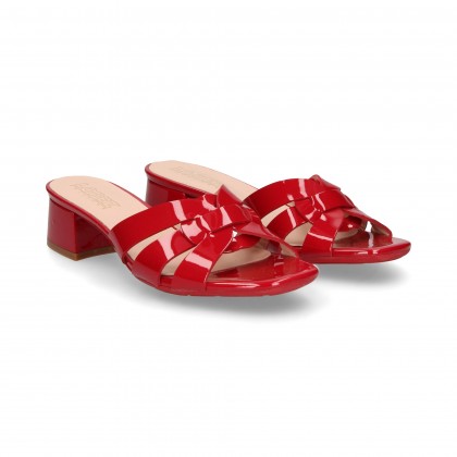 SHOVEL STRIPS CIRCLE RED PATENT LEATHER