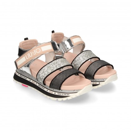 SAND.PLATFORM GLITTER/NEOPRENE SILVER/RO