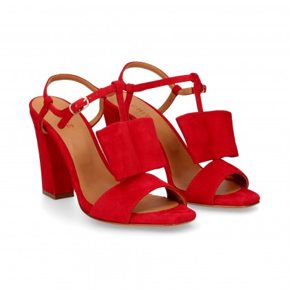 SANDAL TO/TO BABY TIP SUEDE BOW RED