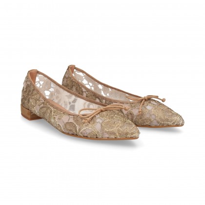 BROCADE POINT DANCER BOW BEIGE