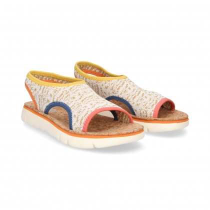 MULTICOLORED WHITE TEXTILE SANDAL