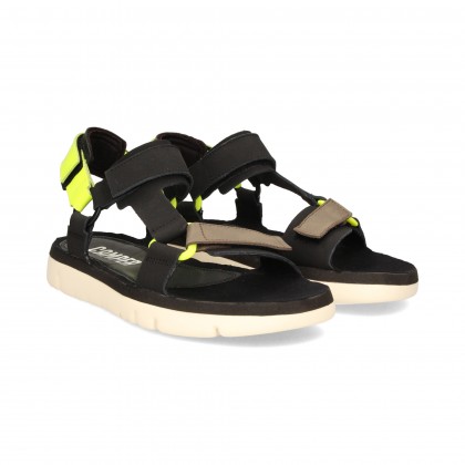 SANDALIA SURFERA PIEL NEGRA/FLUOR