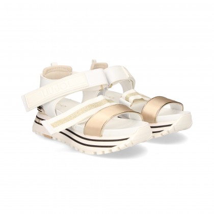 WHITE VELCRO PLATFORM SANDAL