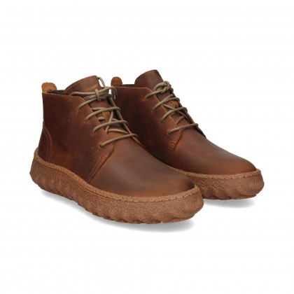 BOTIN PIEL PLATAFORMA MARRON