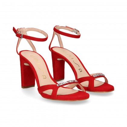 SANDAL HEEL GILDA STRASS SUEDE SUEDE RED