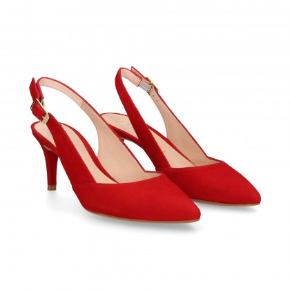 OPEN HEEL LOUNGE SUÈDE VELOURS ROUGE