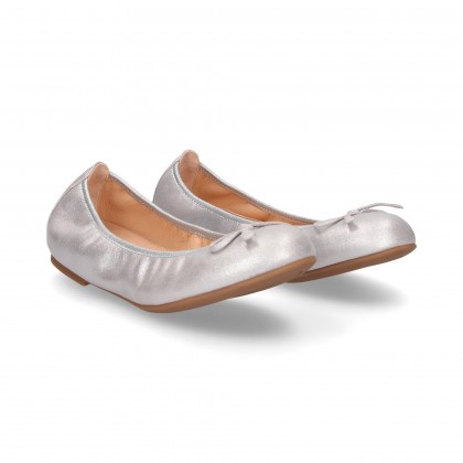 BALLERINA BOW SUEDE METALLIC SILVER