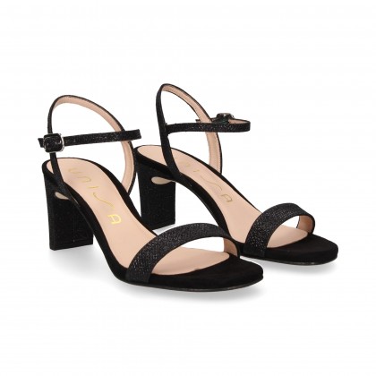 CARMELITE HEEL SANDAL GLITTER BLACK