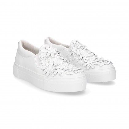 SLIPON FLOWERS INSTEP WHITE LEATHER