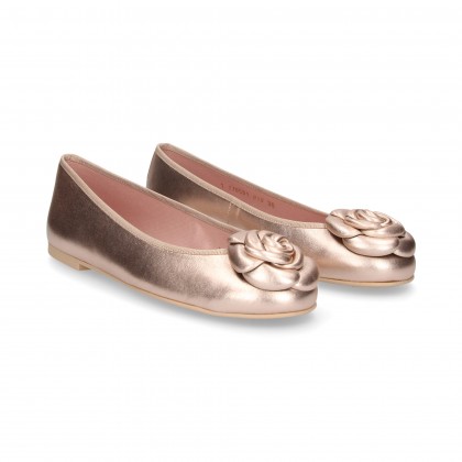 BALLERINO FIORE FIORE PELLE FIORE METALLICO ORO ROSA