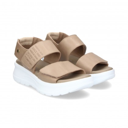 SANDALIA 2 VELCROS ANCHOS NAPA TAUPE