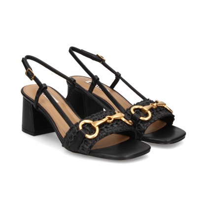SANDALIA ESLABON RAFIA NEGRO