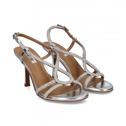 SANDALIA EMPEINE X STRASS PLATA
