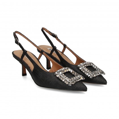 SIN TALON APLIQUE RAFFIA NEGRO