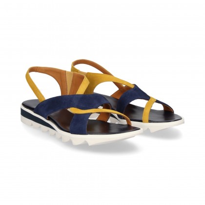 SANDAL WAVES SUEDE YELLOW/BLUE