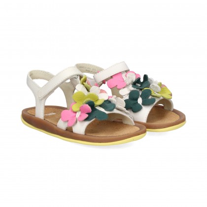 SANDALIA BEBE FLORES MULTI BLANCO