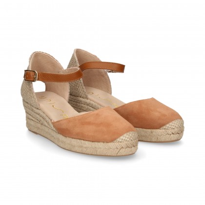 ESPADRILLAS CON CUNEO BASSO IN PELLE SCAMOSCIATA