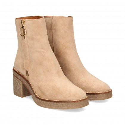 BOTIN CREMALLERA LADO ANTE BEIGE