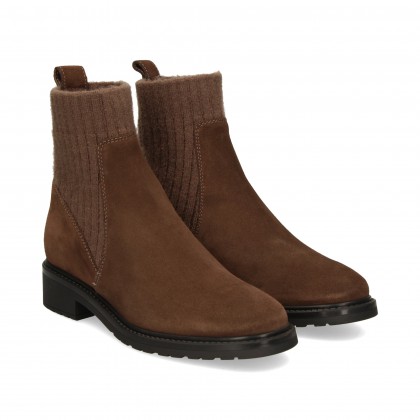 BOTIN CALCETIN ANTE/TEXTIL MARRON