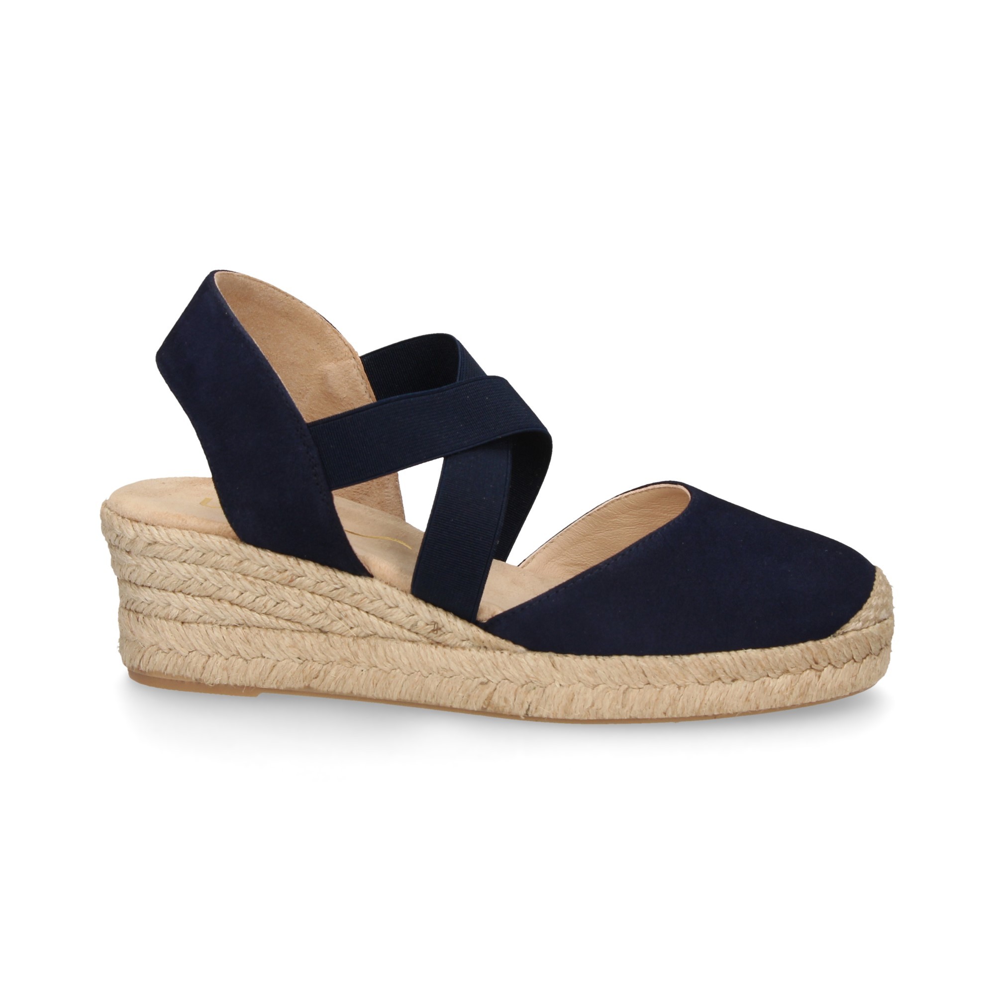 ESPADRILLE ESPADRILLES ESPADRILLES WEDGE ELAST EN DAIM CROISÉ MARINE