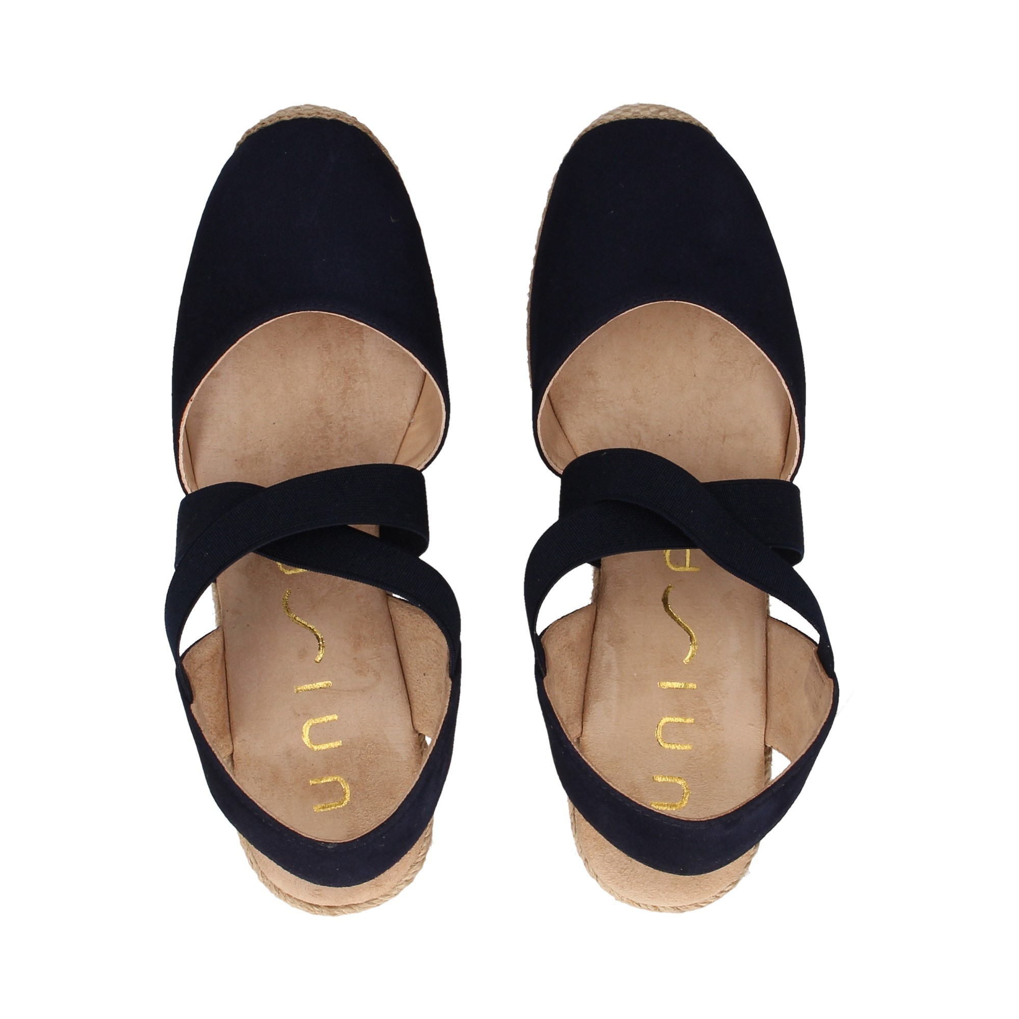 ESPADRILLE ESPADRILLES ESPADRILLES WEDGE ELAST EN DAIM CROISÉ MARINE