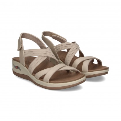 SANDALIA CRUZADA PIEL/NYLON BEIGE