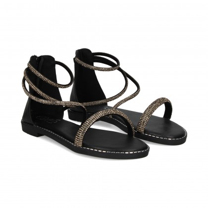TALON CERRADO TIRAS STRASS NEGRO
