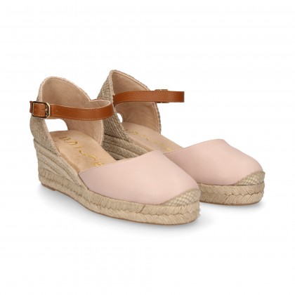 ESPADRILLE WEDGE ESPADRILLE LOW PINK LEATHER