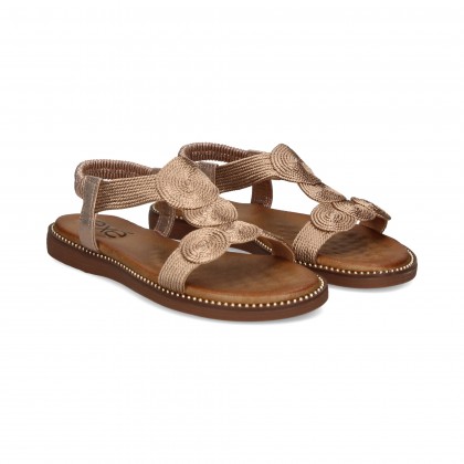 SANDALIA BEBE TRENZA ORO ROSA