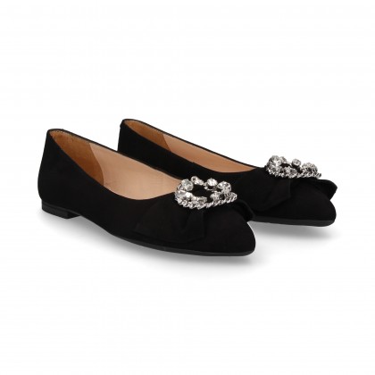 DANCER TIP BOW CLASP SUEDE BLACK