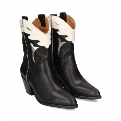 BOTA COWBOW PIEL NEGRO/BLANCO