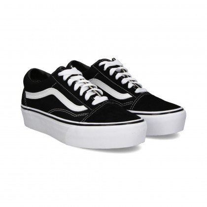 BANDA BLANCA PLATAFORMA TENIS NEGRO