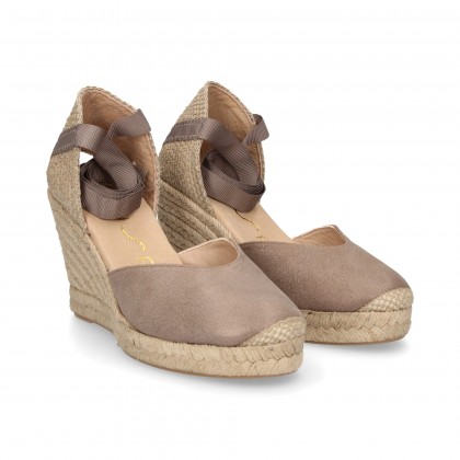 ESPADRILLE KEIL ESPADRILLES GEBUNDENES METALLISCHES GOLD