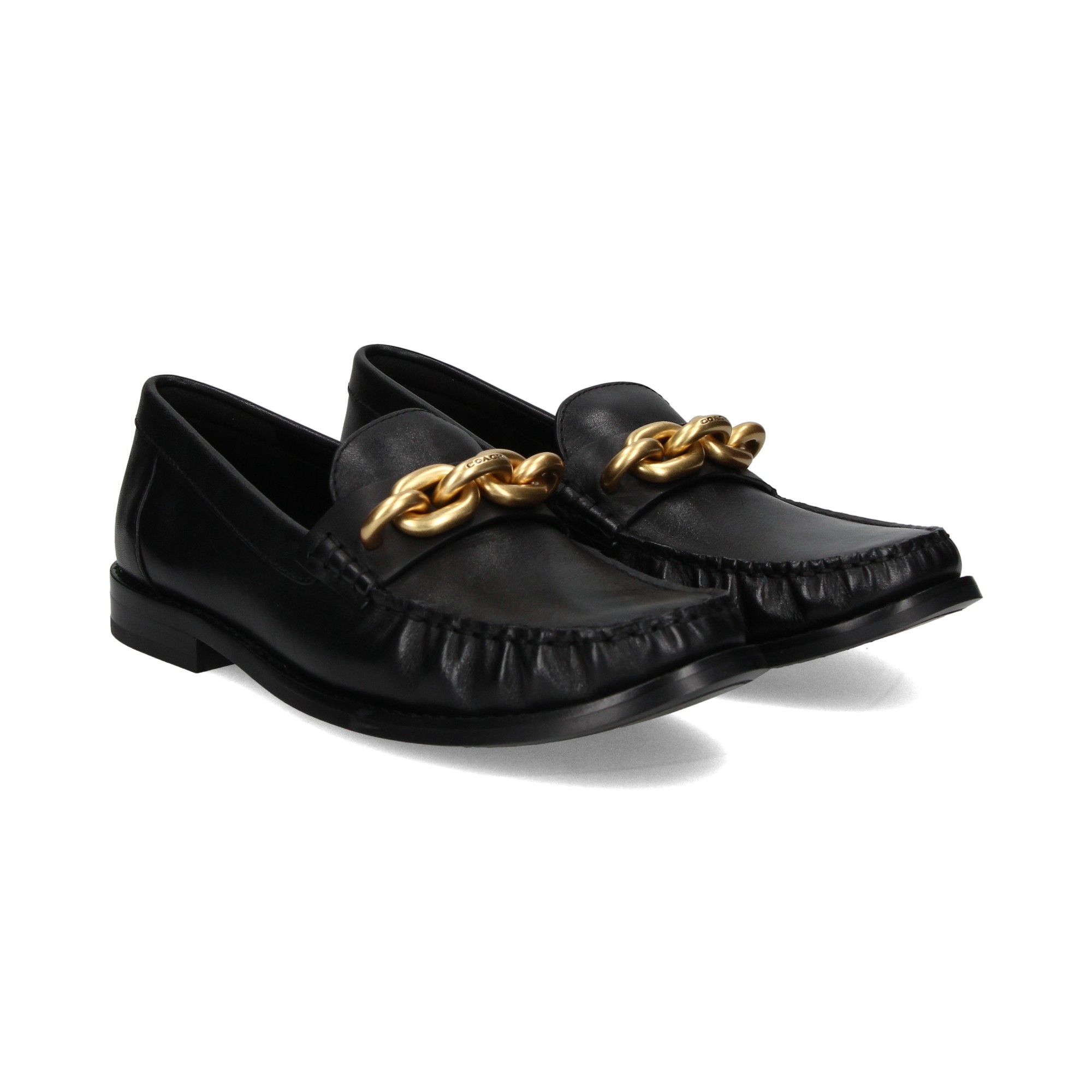 Black loafers with gold on sale