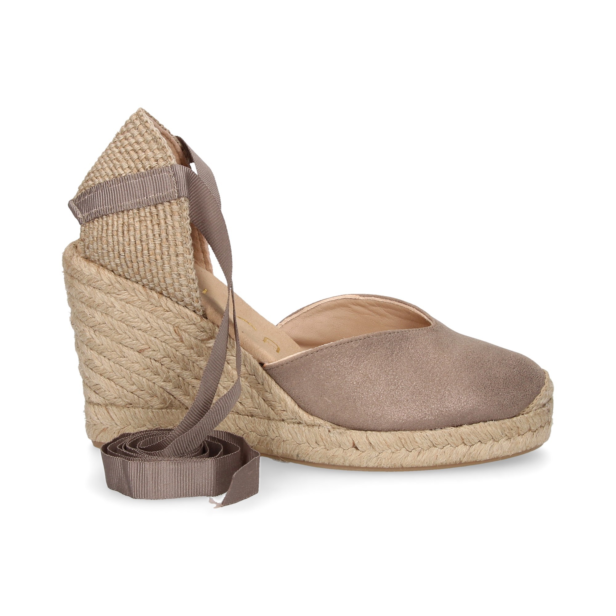 ESPADRILLE WEDGE ESPADRILLES ESPADRILLES NOUÉES MÉTALLIQUES OR