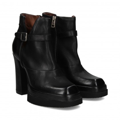 BOTIN PLATAFORMA HEBILLA NEGRO/MARRON