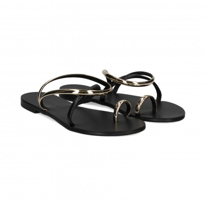 TIRA REPTIL NEGRO ESCLAVA PULSERA ORO
