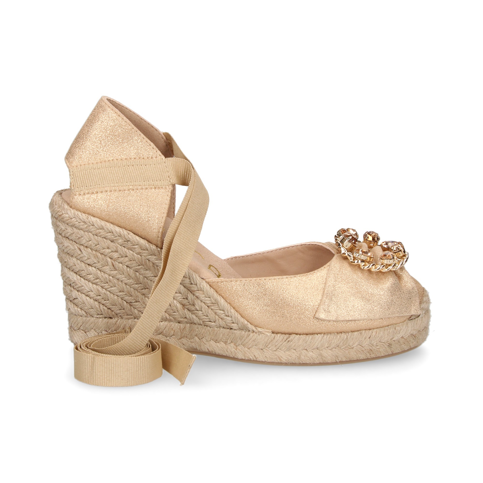 ESPADRILLE ESPADRILLE WEDGE ESPADRILLES AVEC FERMOIR MÉTALLIQUE DORÉ