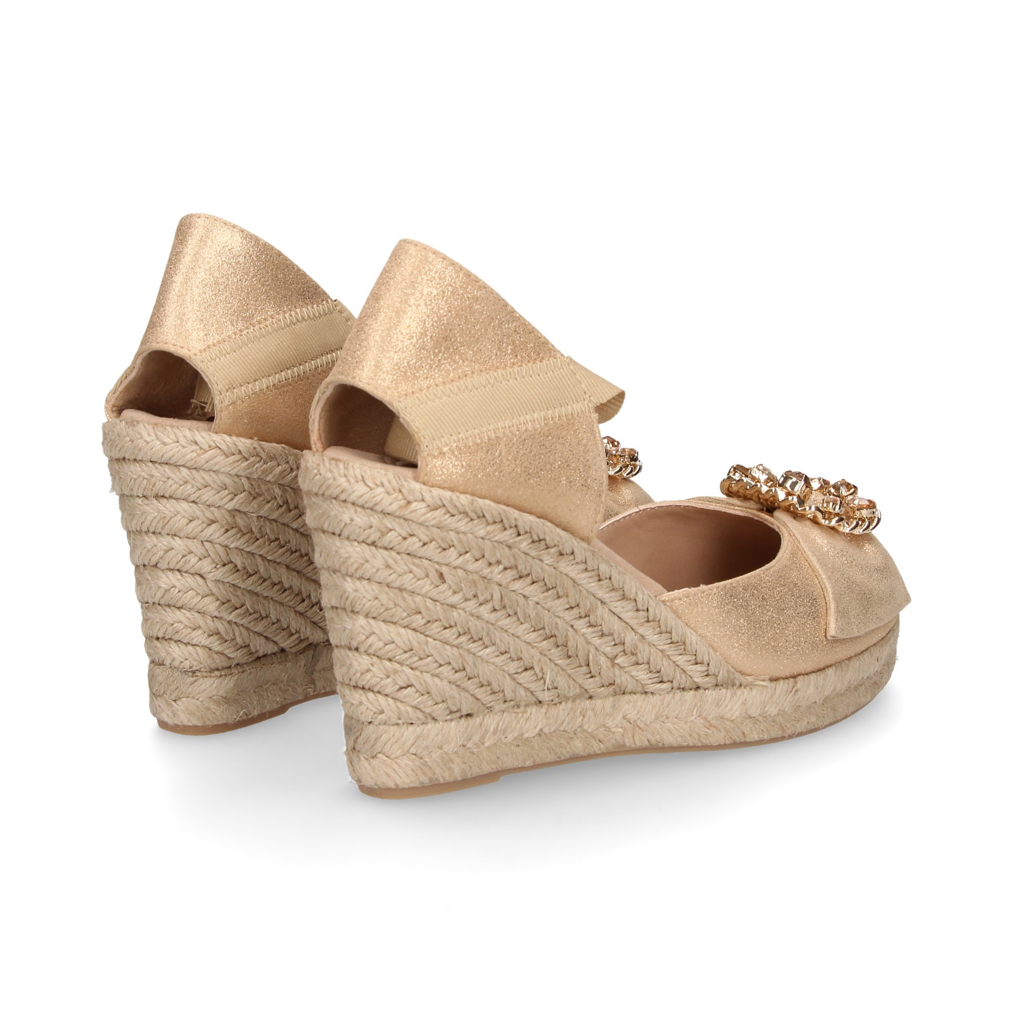 ESPADRILLE ESPADRILLE WEDGE ESPADRILLES AVEC FERMOIR MÉTALLIQUE DORÉ