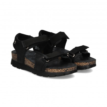 SANDALIA VELCRO/ARGOLLA GRASS NEGRO
