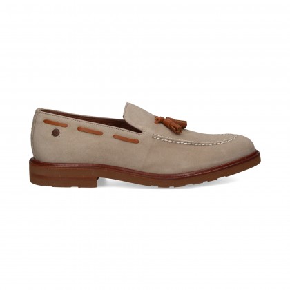 MOCASIN ANTE BEIGE POPOS MARRON CUERDA