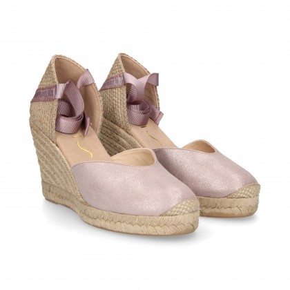 LILAC METALLIC WEDGE TIE ESPADRILLES ESPADRILLES