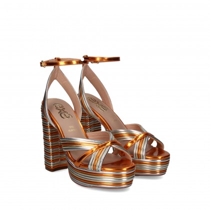 SANDALIA GILDA PLAT. NARANJA/GOLD