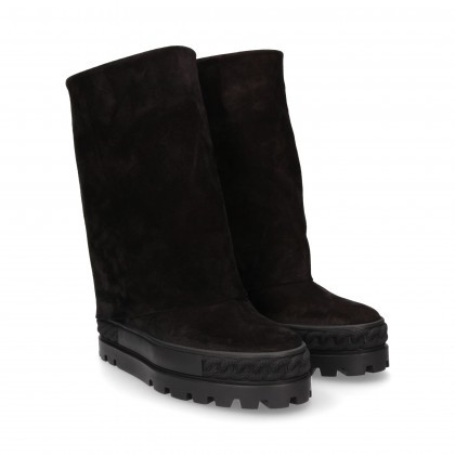 BOTAS PLATAFORMA PLATAFORMA COURO VIRAR PRETO