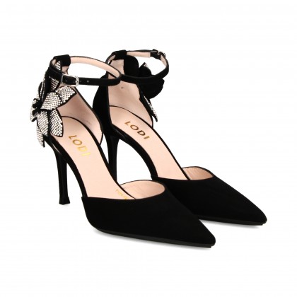 FLOR STRASS EN TALON ANTE NEGRO